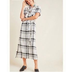 Anthropologie Cloth and Stone Midi Plaid Shirt Dress